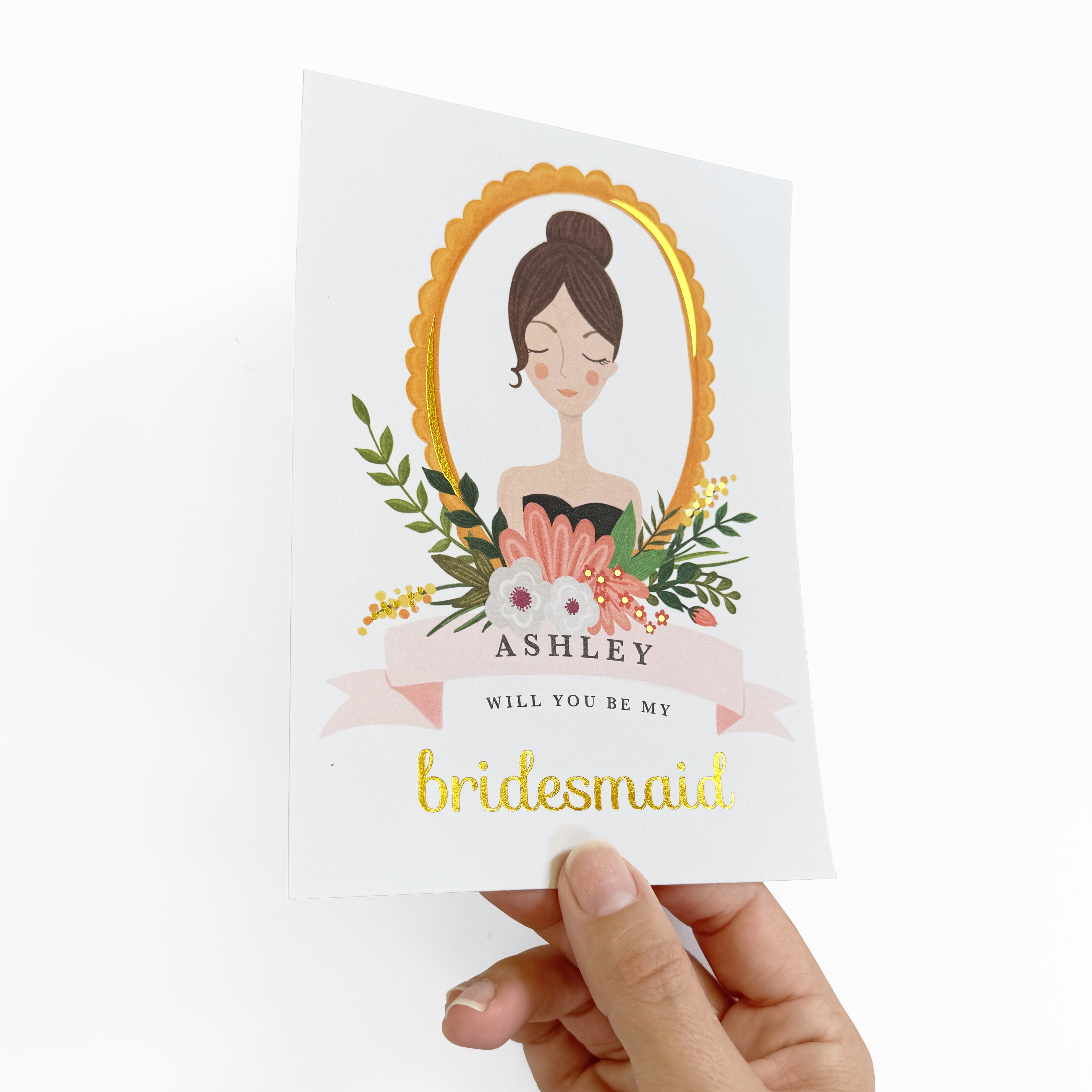 Floral Bridesmaid Proposal Card + Scalloped Envelope | Style 1