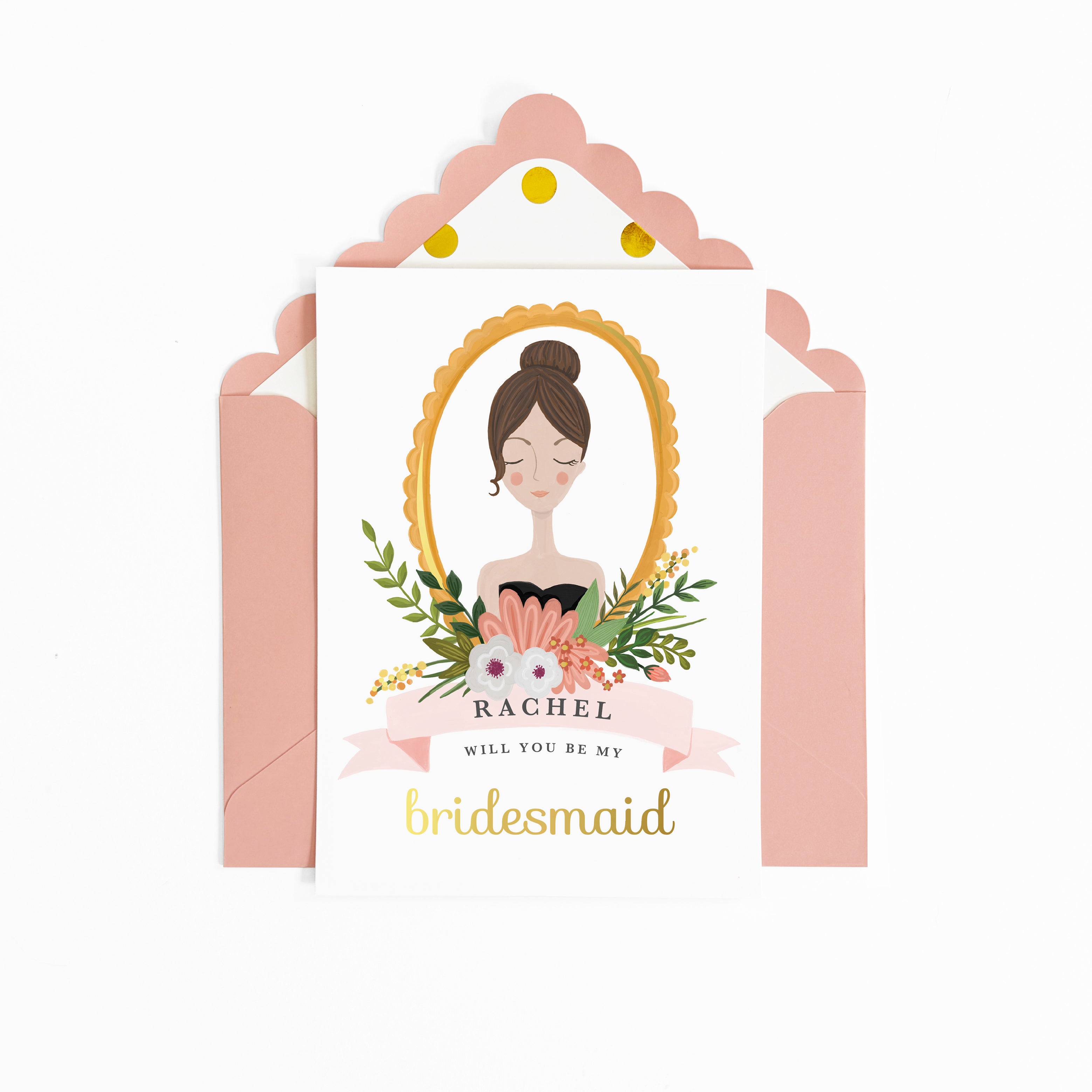 Floral Bridesmaid Proposal Card + Scalloped Envelope | Style 1