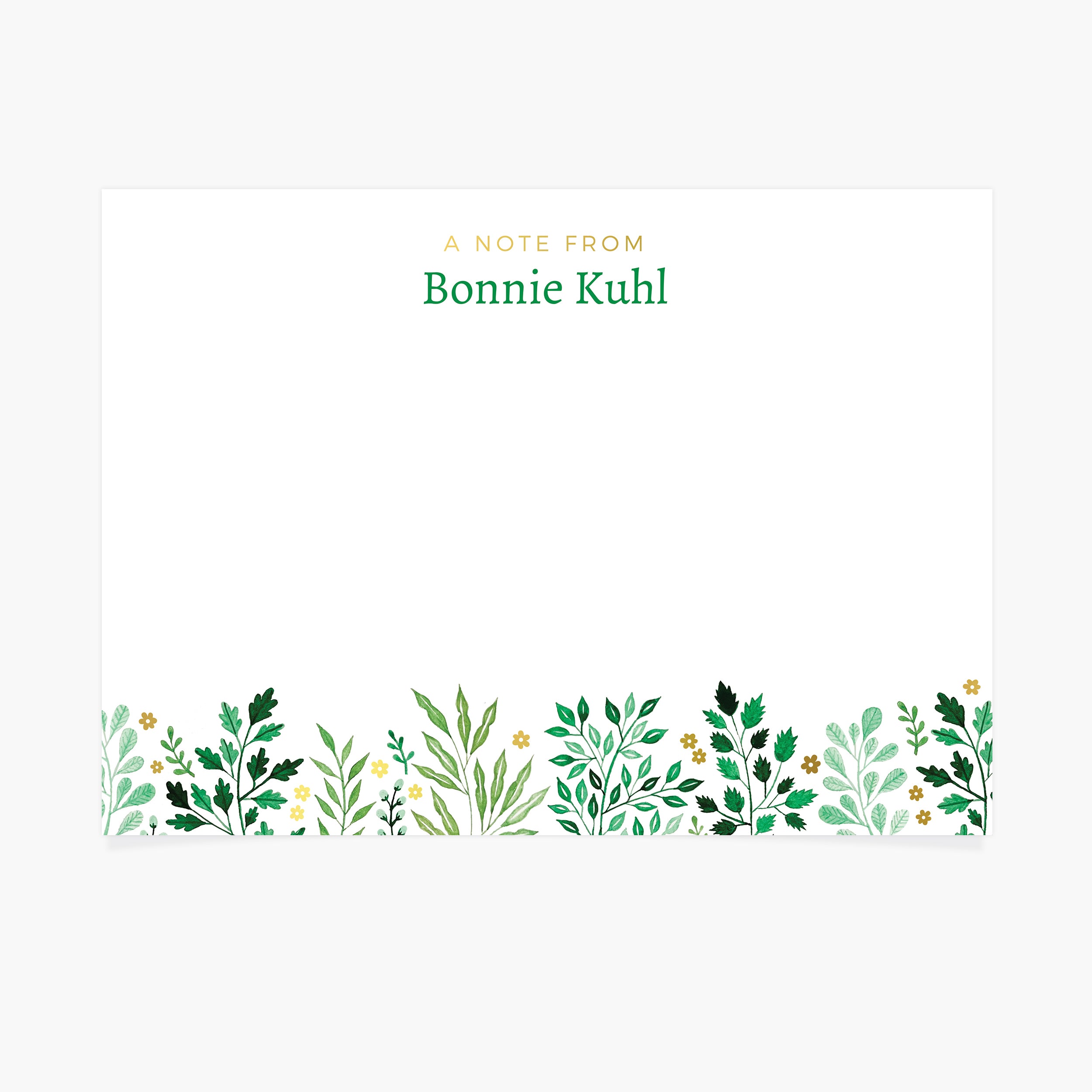 Verdant Notes | Custom Notecard and Envelope | Set of 10