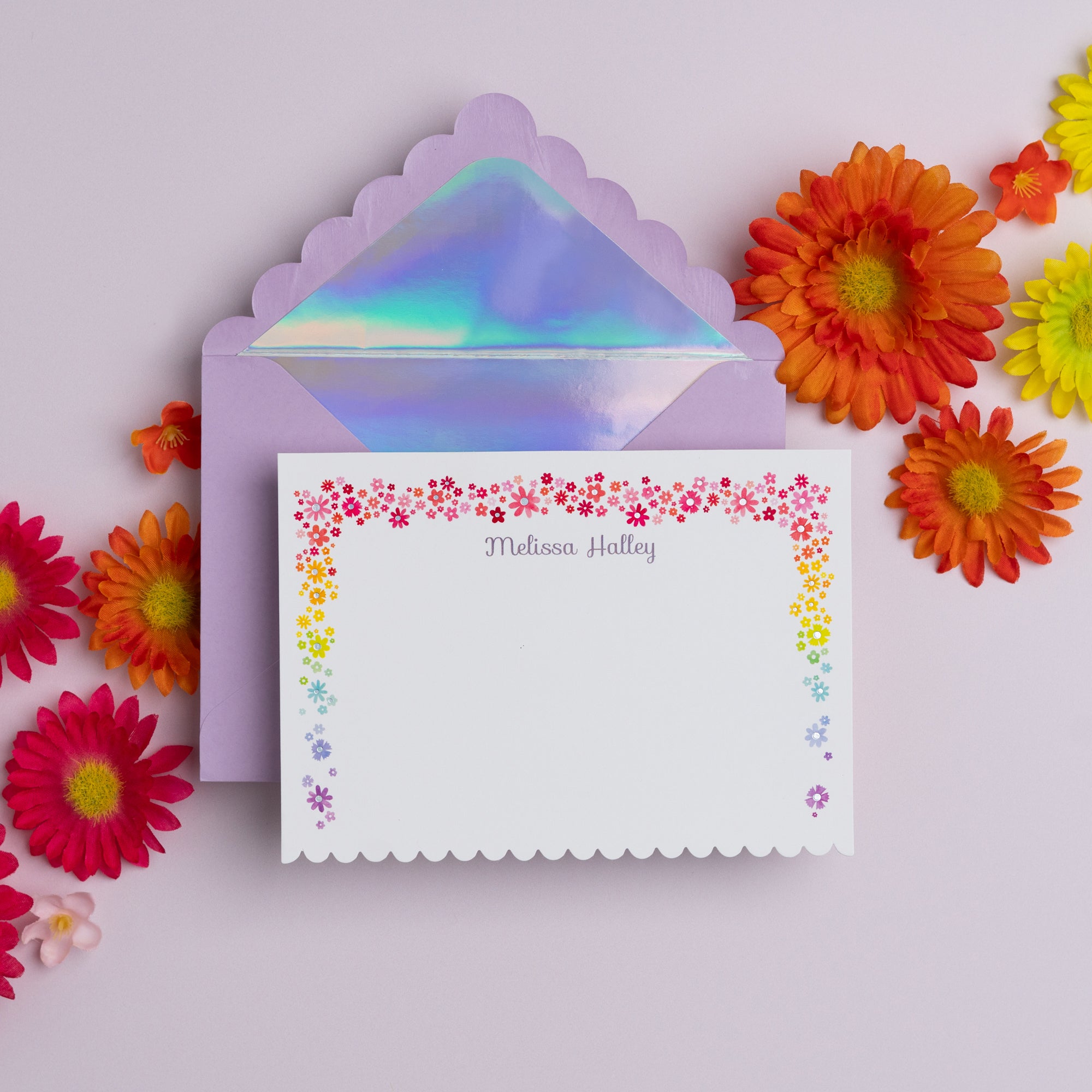 Floral Crown | Custom Notecard and Envelope | Set of 10