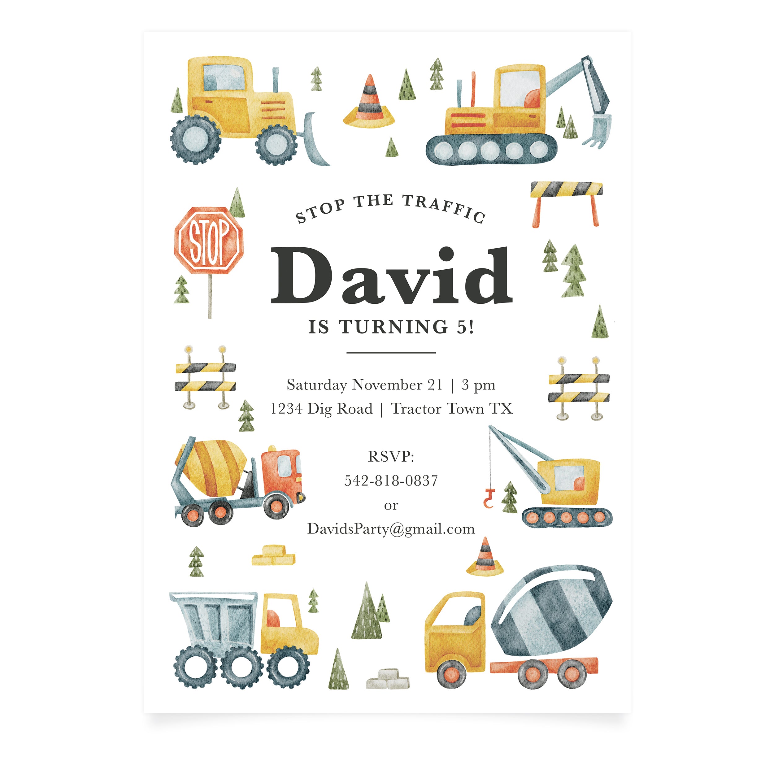 Stop the traffic | Kids Birthday Invitation