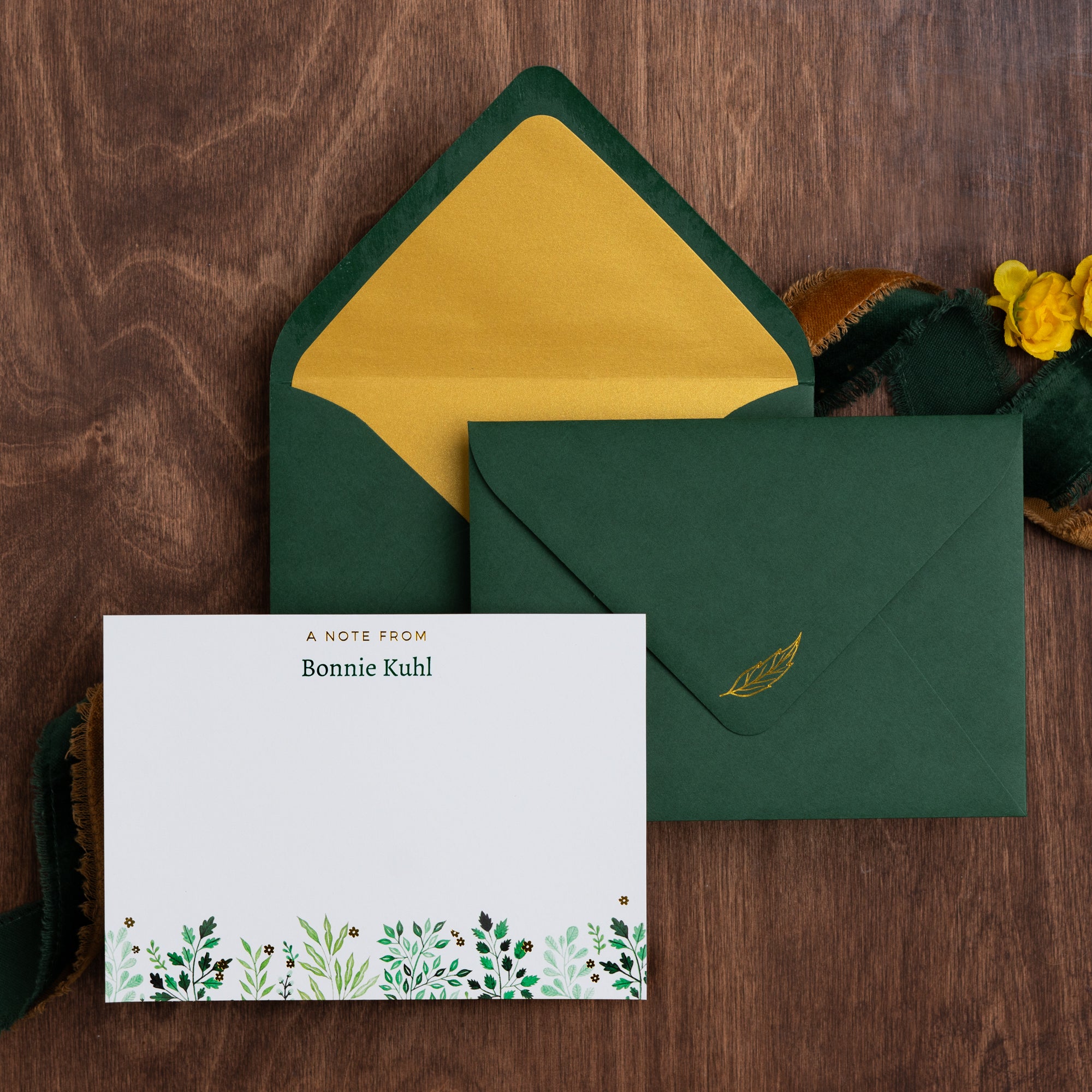 Verdant Notes | Custom Notecard and Envelope | Set of 10