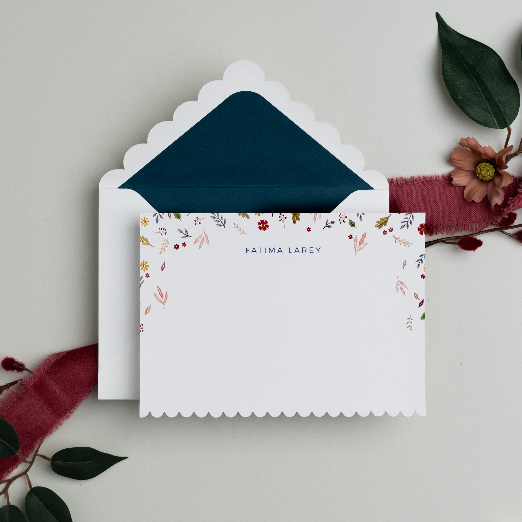 Falling Leaves | Custom Notecard and Envelope | Set of 10