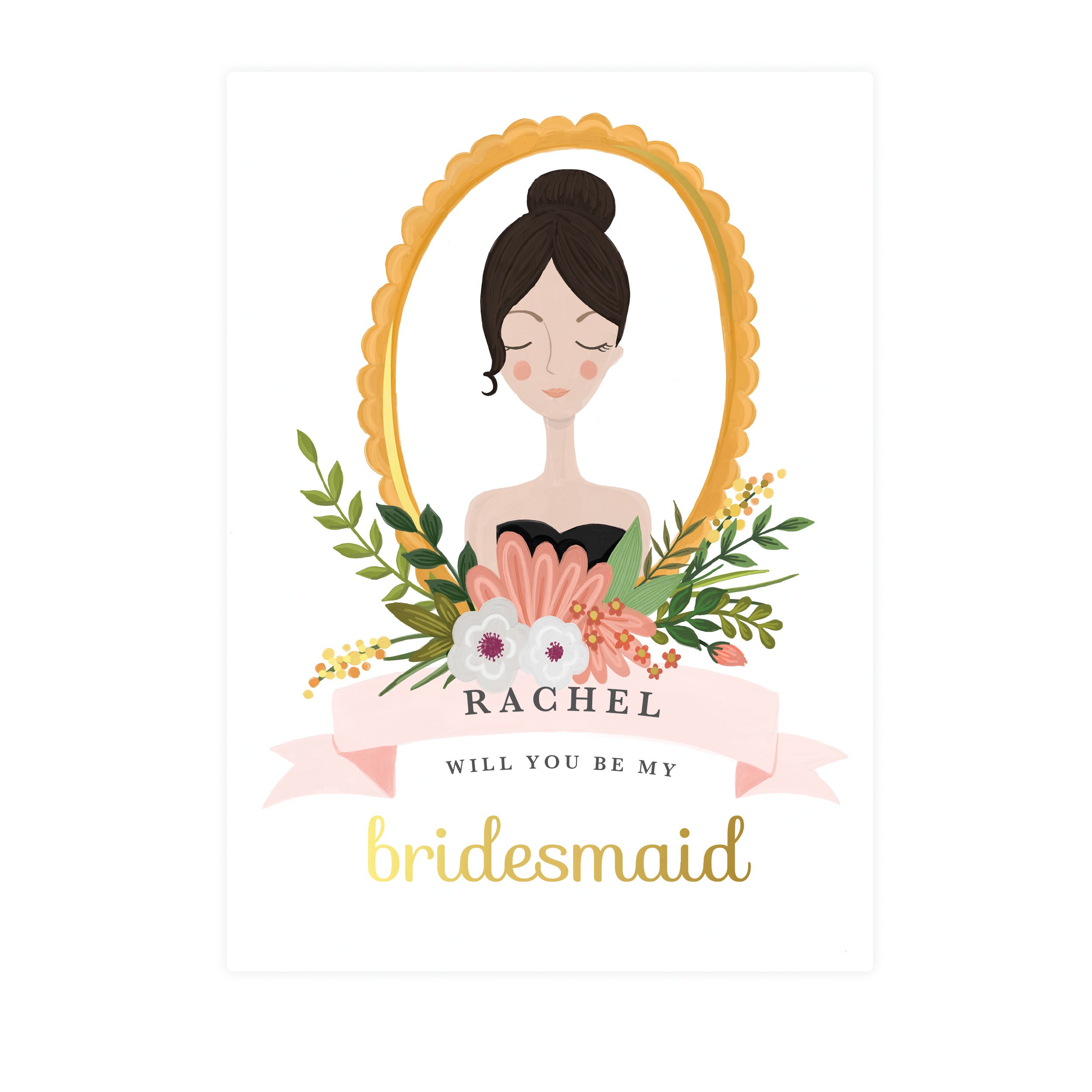 Floral Bridesmaid Proposal Card + Scalloped Envelope | Style 4