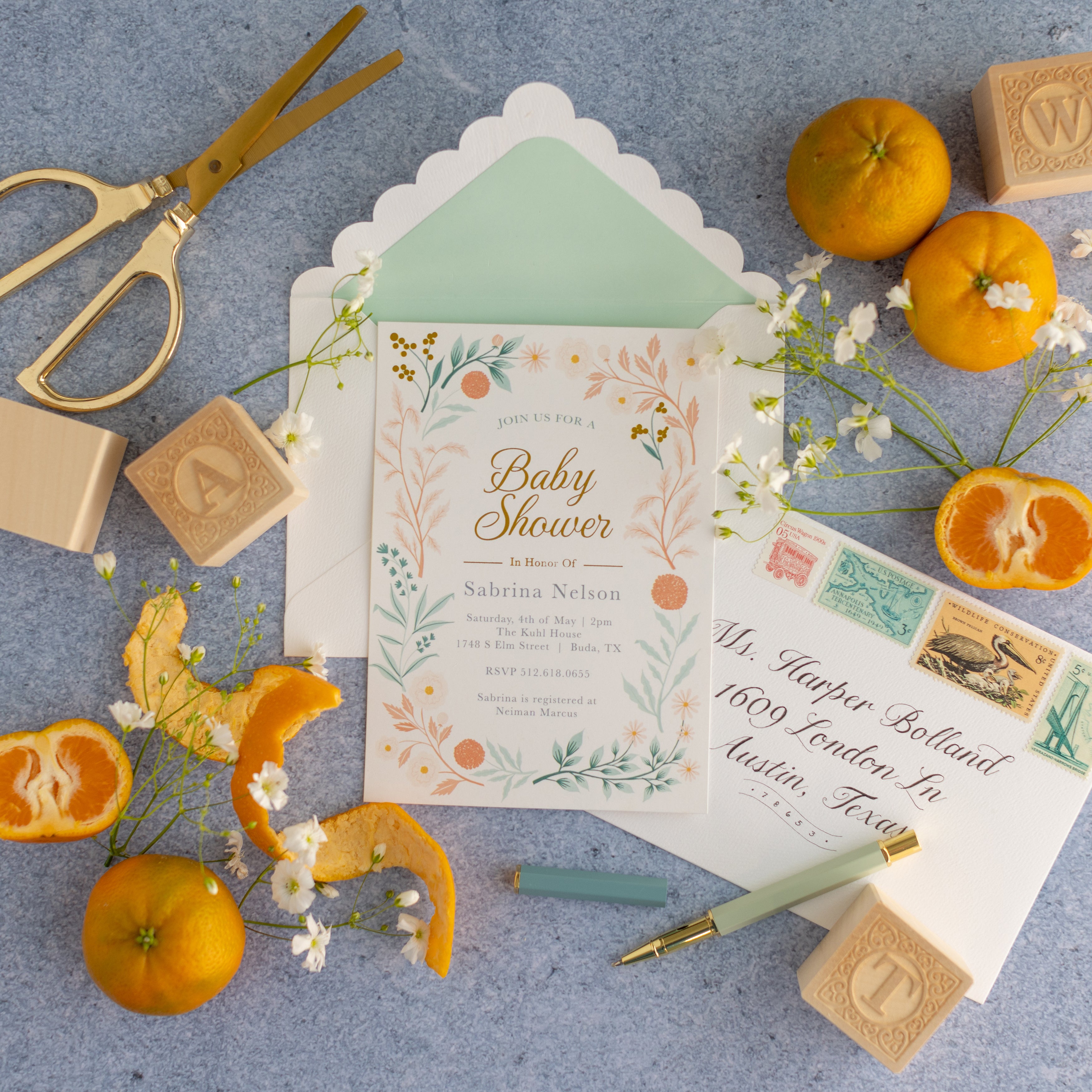 Coral Blooms | Baby Shower Invitation