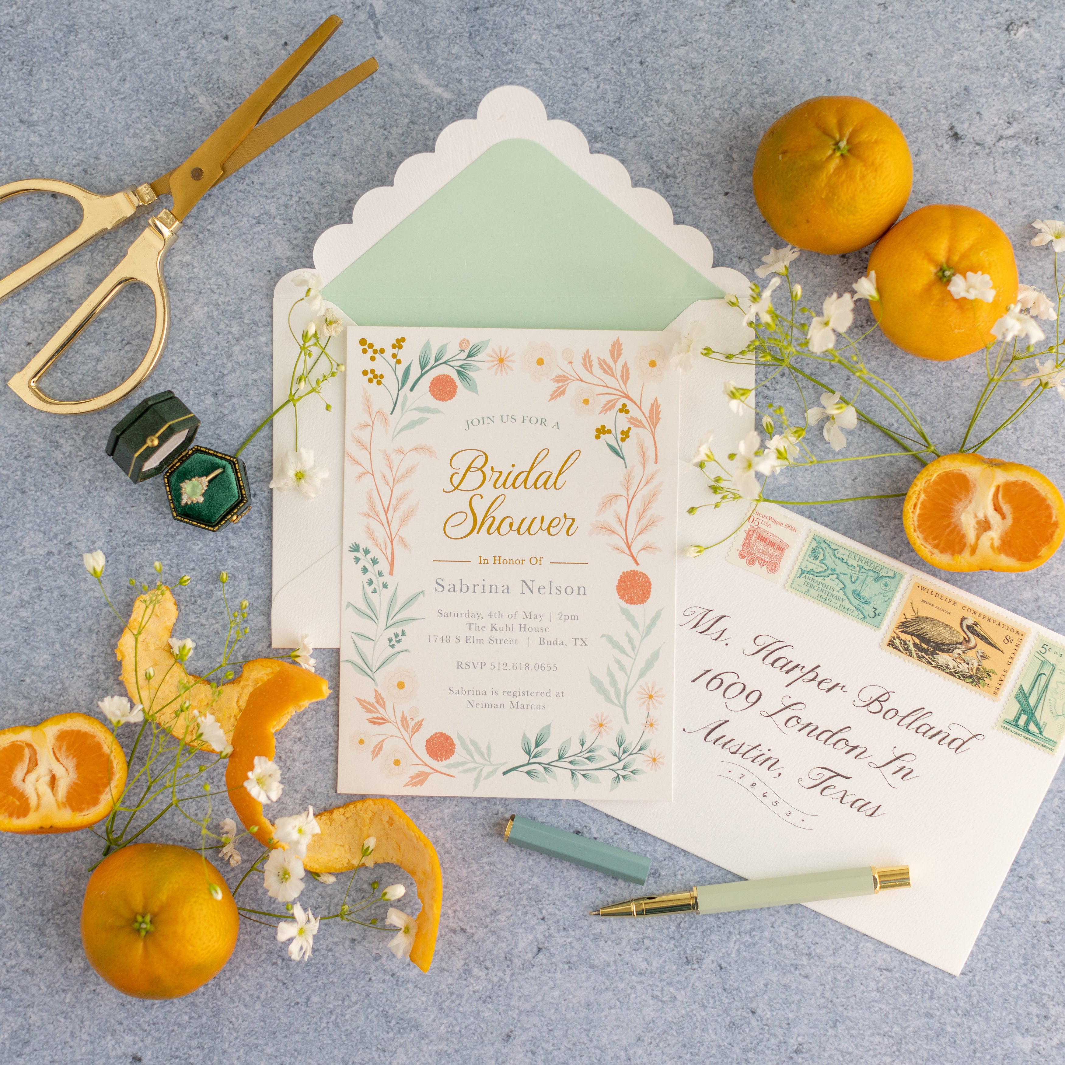Coral Blooms | Bridal Shower Invitation