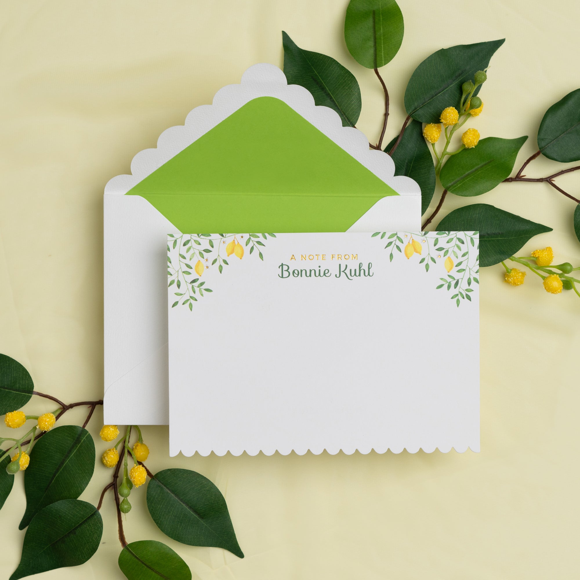 Lovely Lemons 2 - Custom Notecard and Envelope - Set of 10