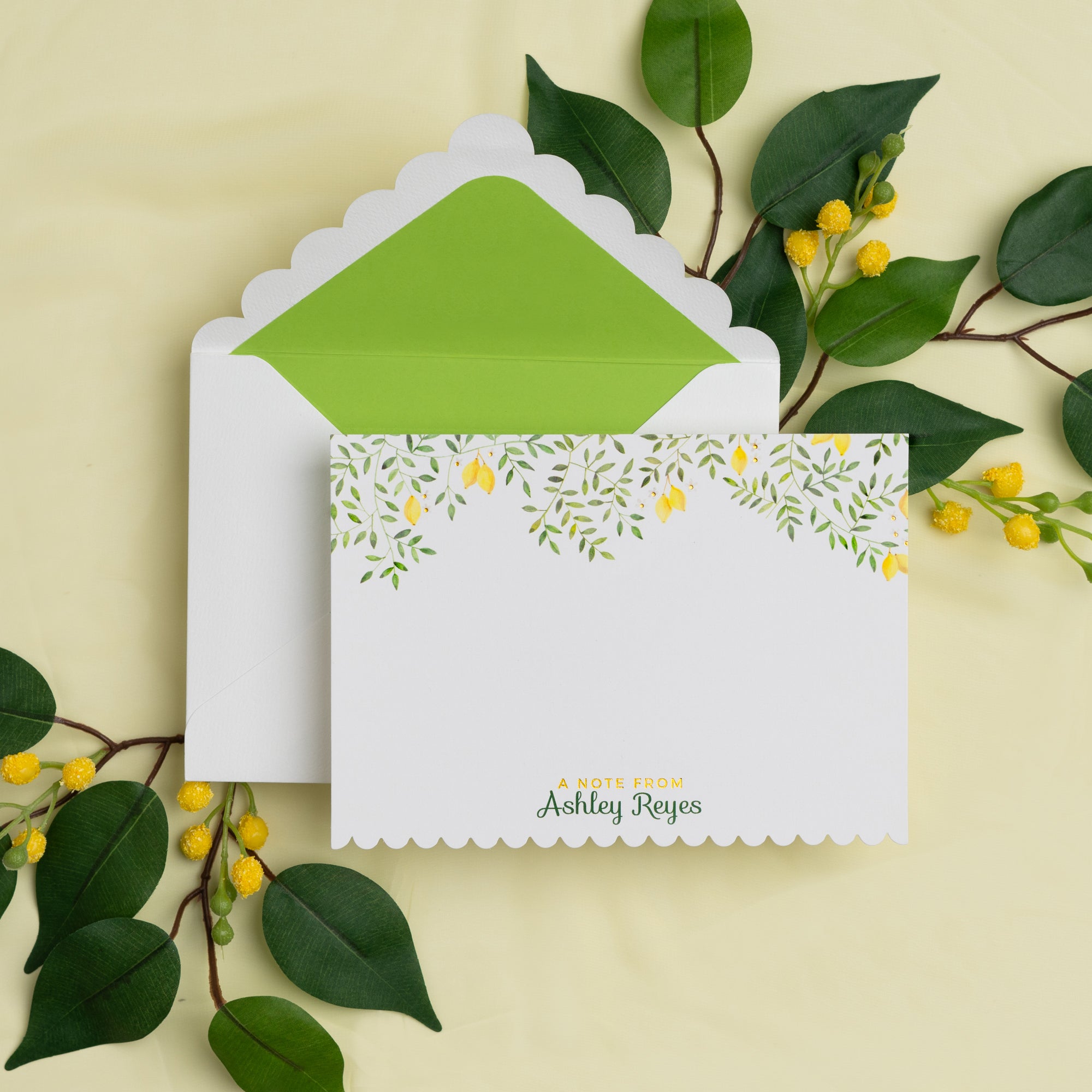 Lovely Lemons 1 - Custom Notecard and Envelope