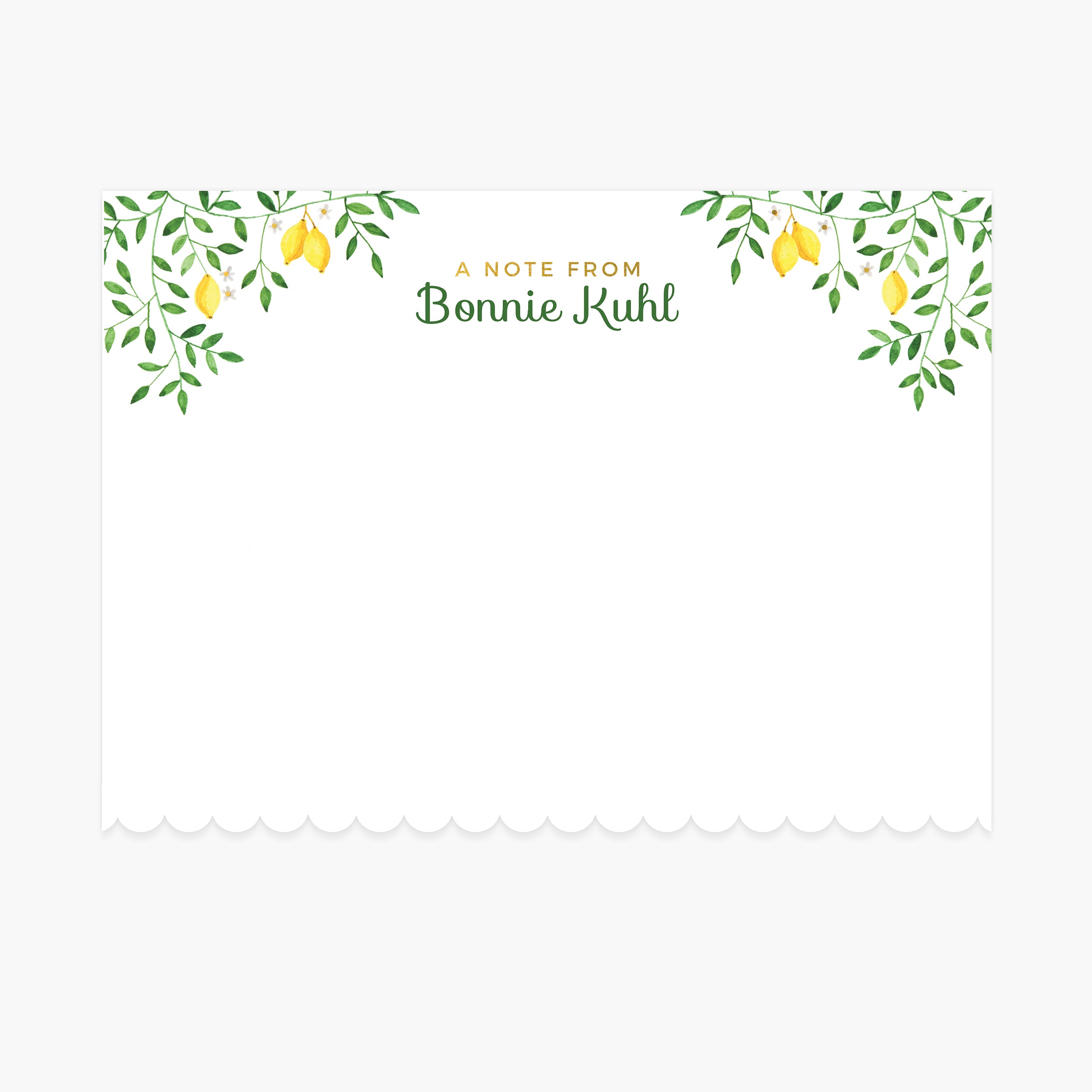 Lovely Lemons 2 - Custom Notecard and Envelope - Set of 10