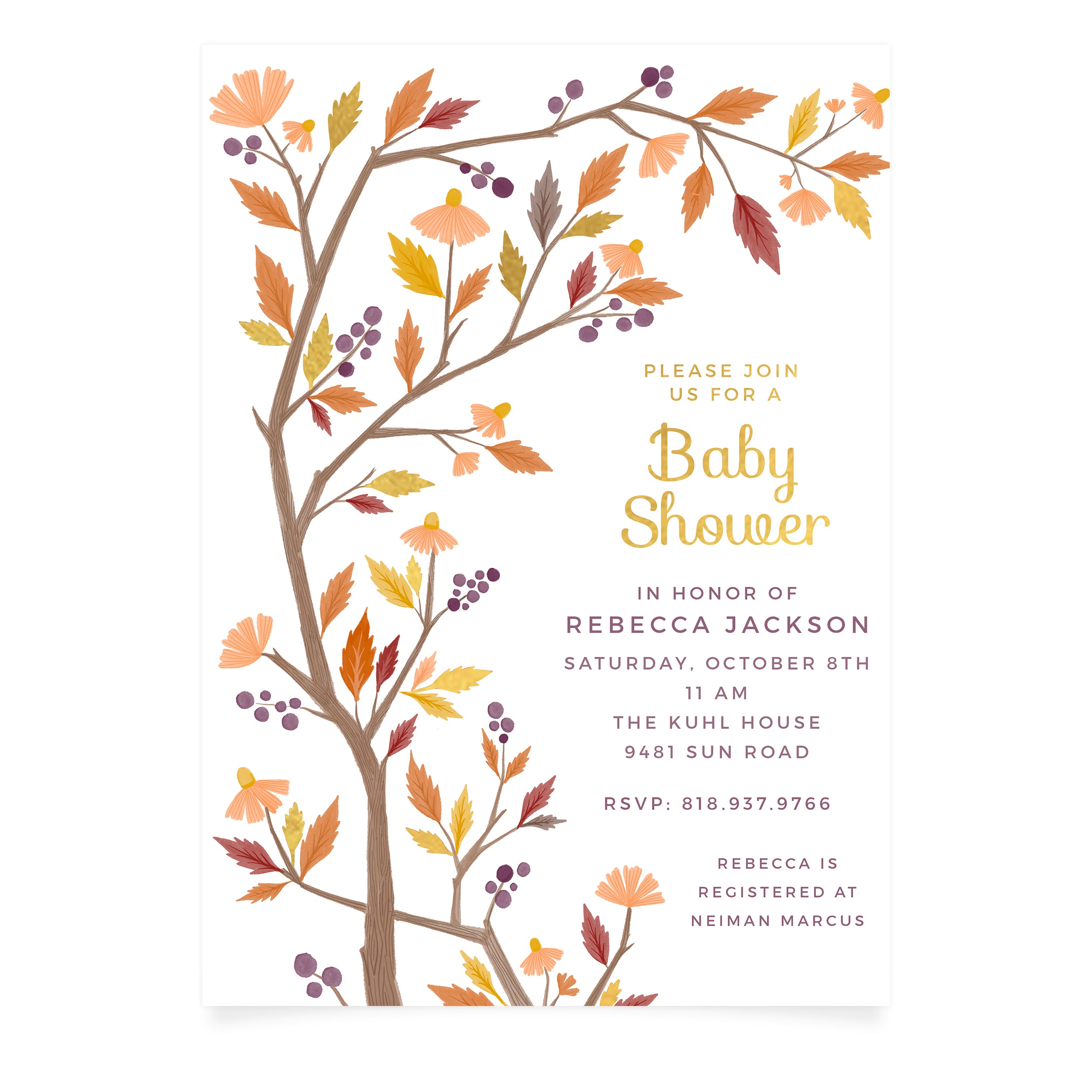 Falling For Baby Baby Shower Invitation + Scalloped Envelope | Pack of 10