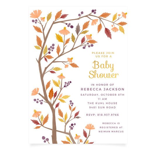 Falling For Baby Baby Shower Invitation + Scalloped Envelope | Pack of 10