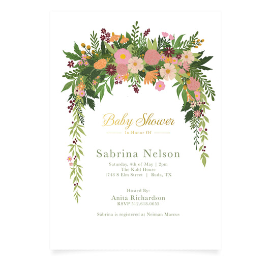 Enchanted Garden Baby Shower Invitation + Scalloped Envelope | Pack of 10