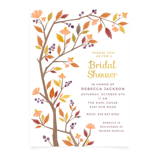 Falling for you - Bridal Shower Invitation and Envelope - Pack of 10