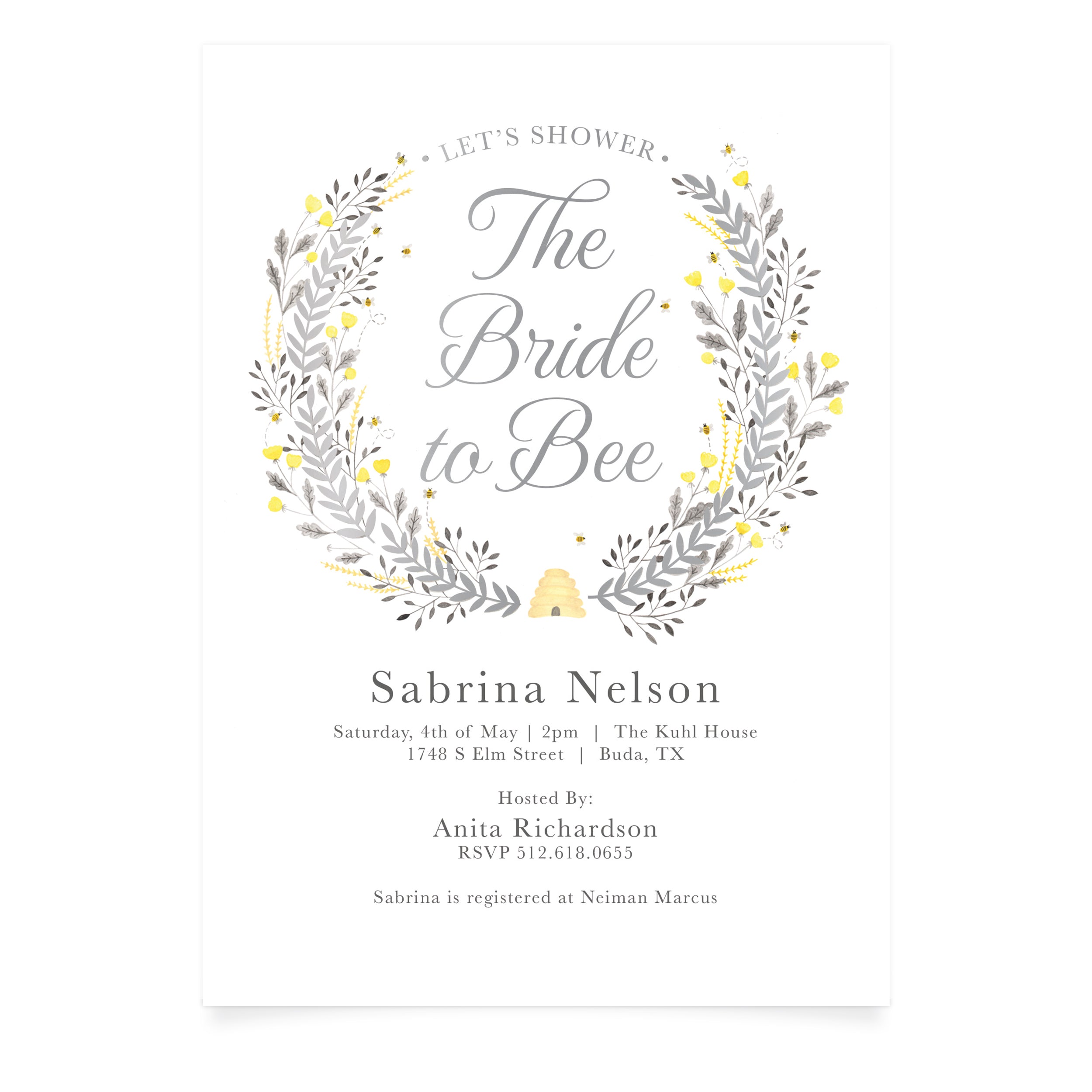 Bride to BEE Bridal Shower Invitation + Envelope | Pack of 10