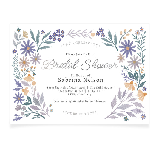 Lavender Meadows- Bridal Shower Invitation and Envelope - Pack of 10