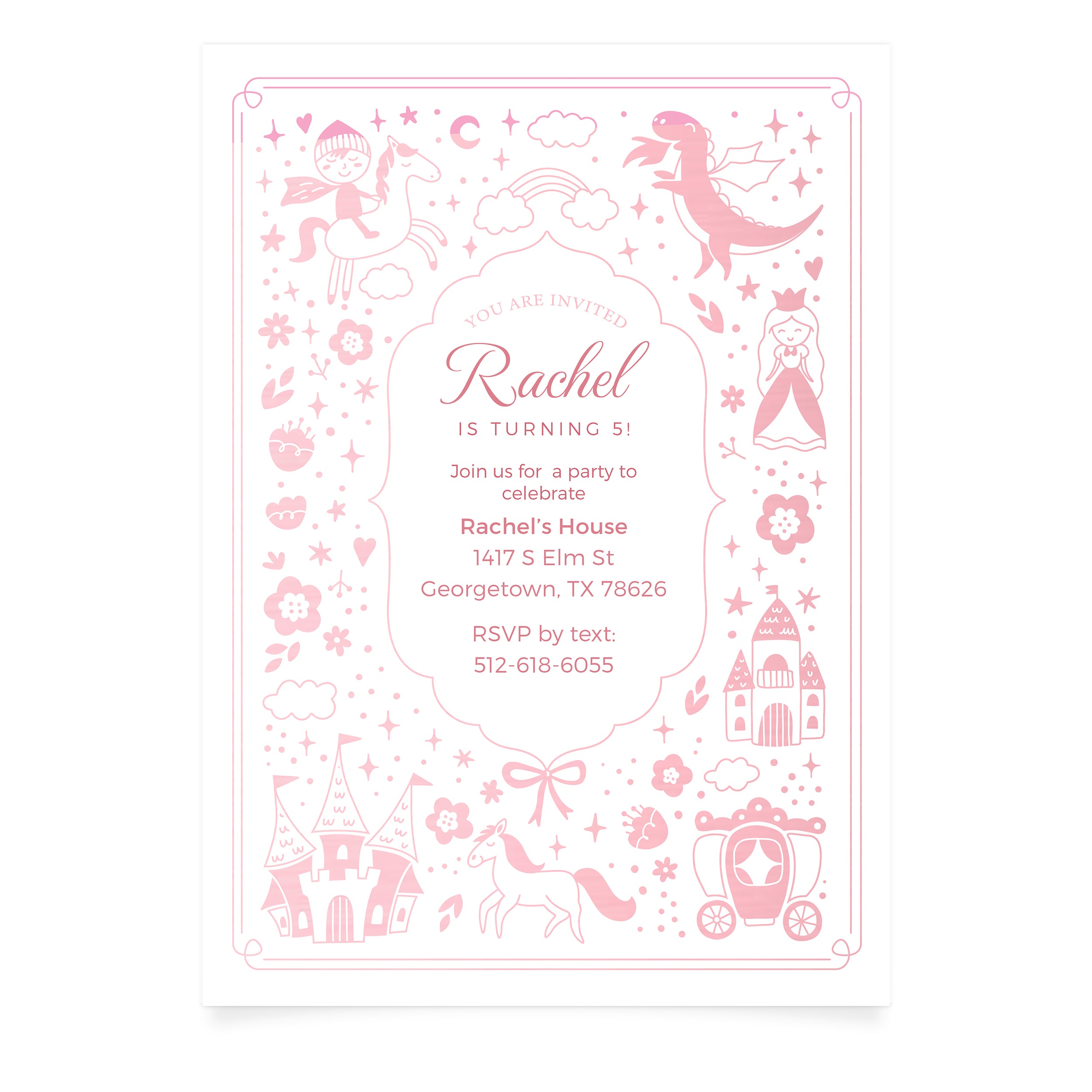 Once Upon a Time - Kids Birthday Invitation and Envelope - Pack of 10