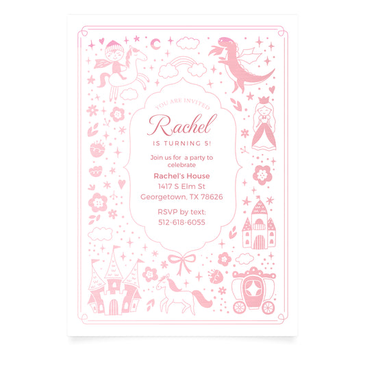 Once Upon a Time - Kids Birthday Invitation and Envelope - Pack of 10