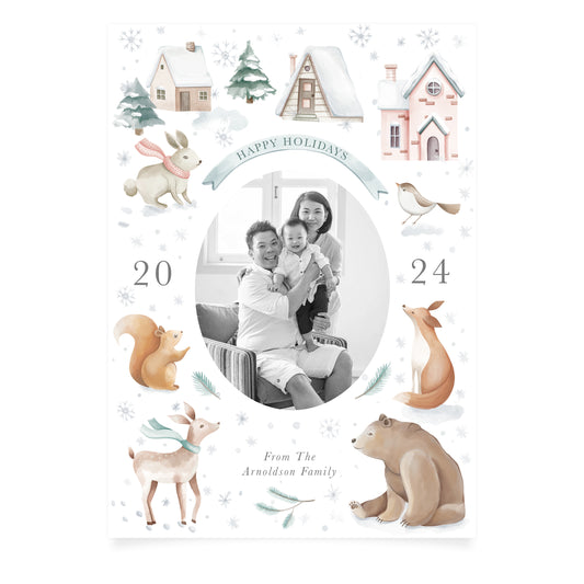 Soft Snow - Custom Holiday Card + Envelopes (Pack of 10)