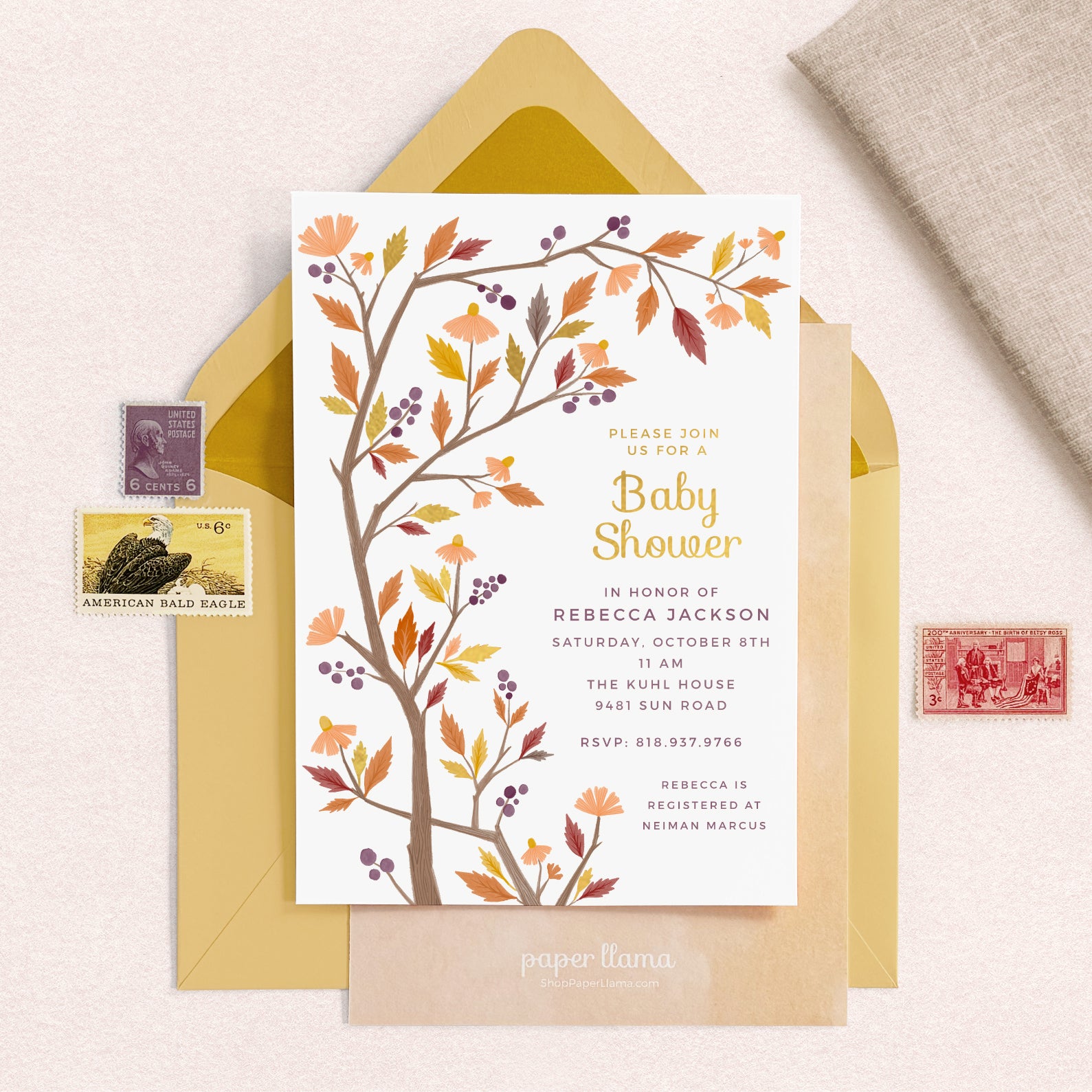 Falling For Baby Baby Shower Invitation + Scalloped Envelope | Pack of 10