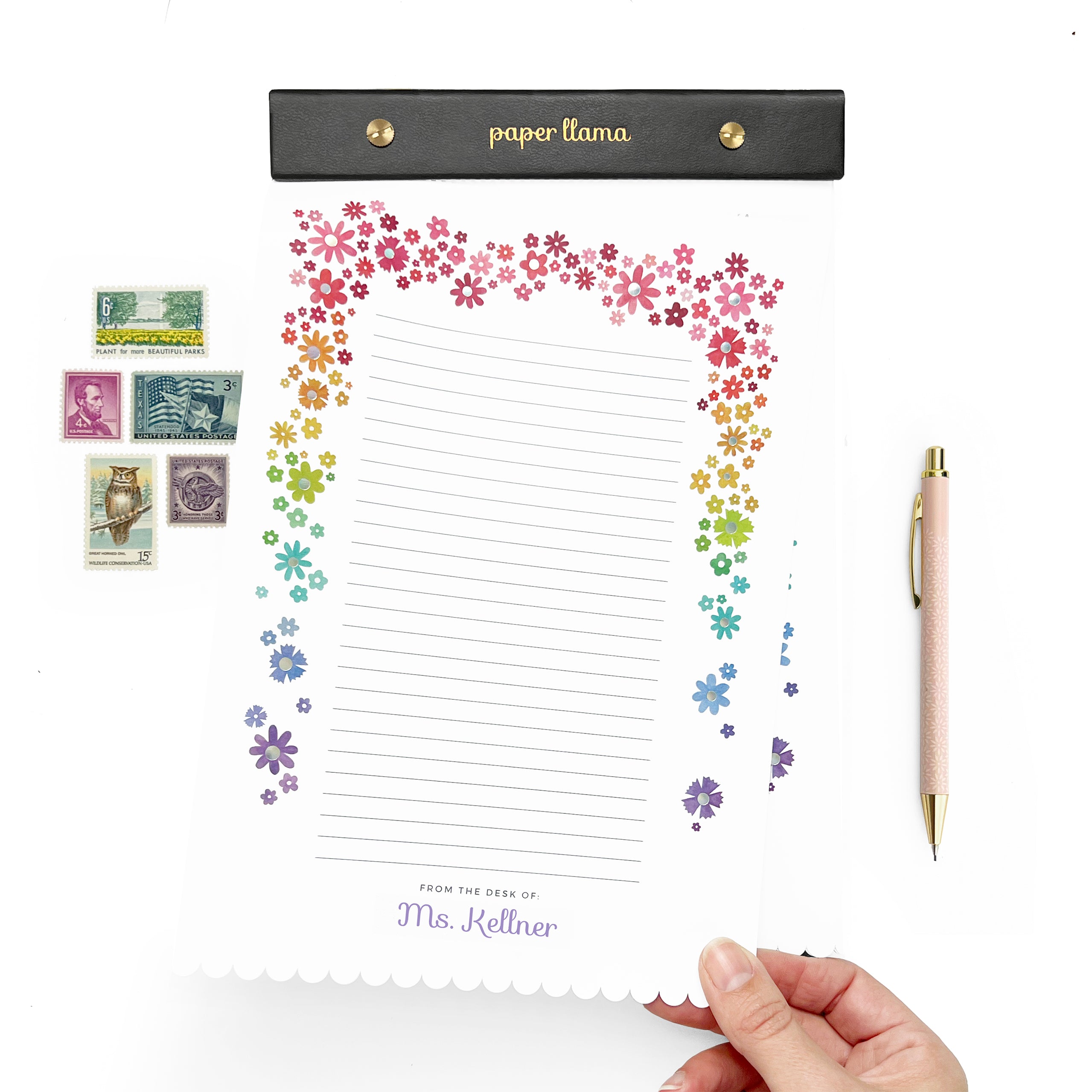 Floral Crown Customizable Personalized Desktop Notepad