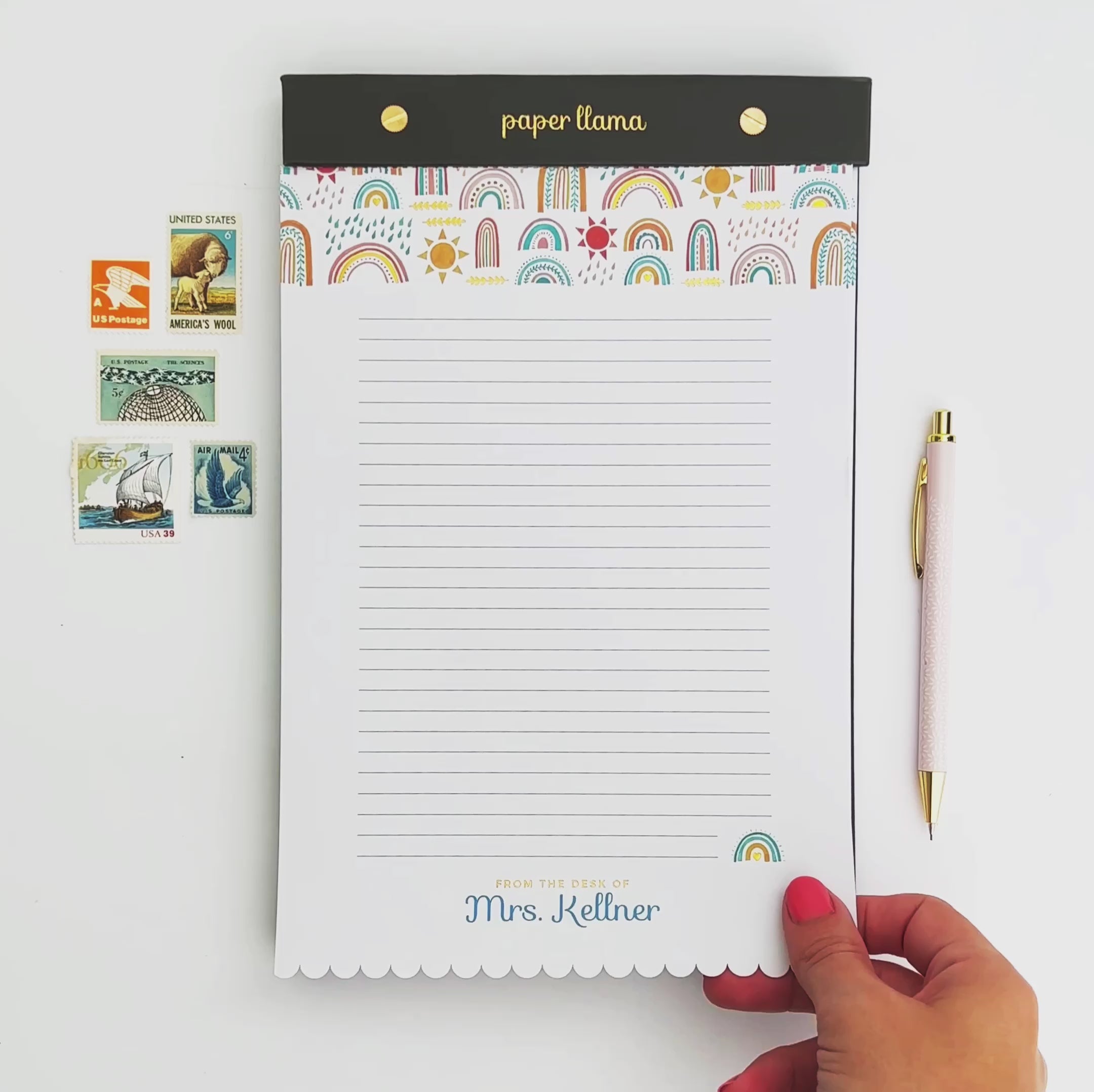 Rainbow Days Customizable Personalized Desktop Notepad