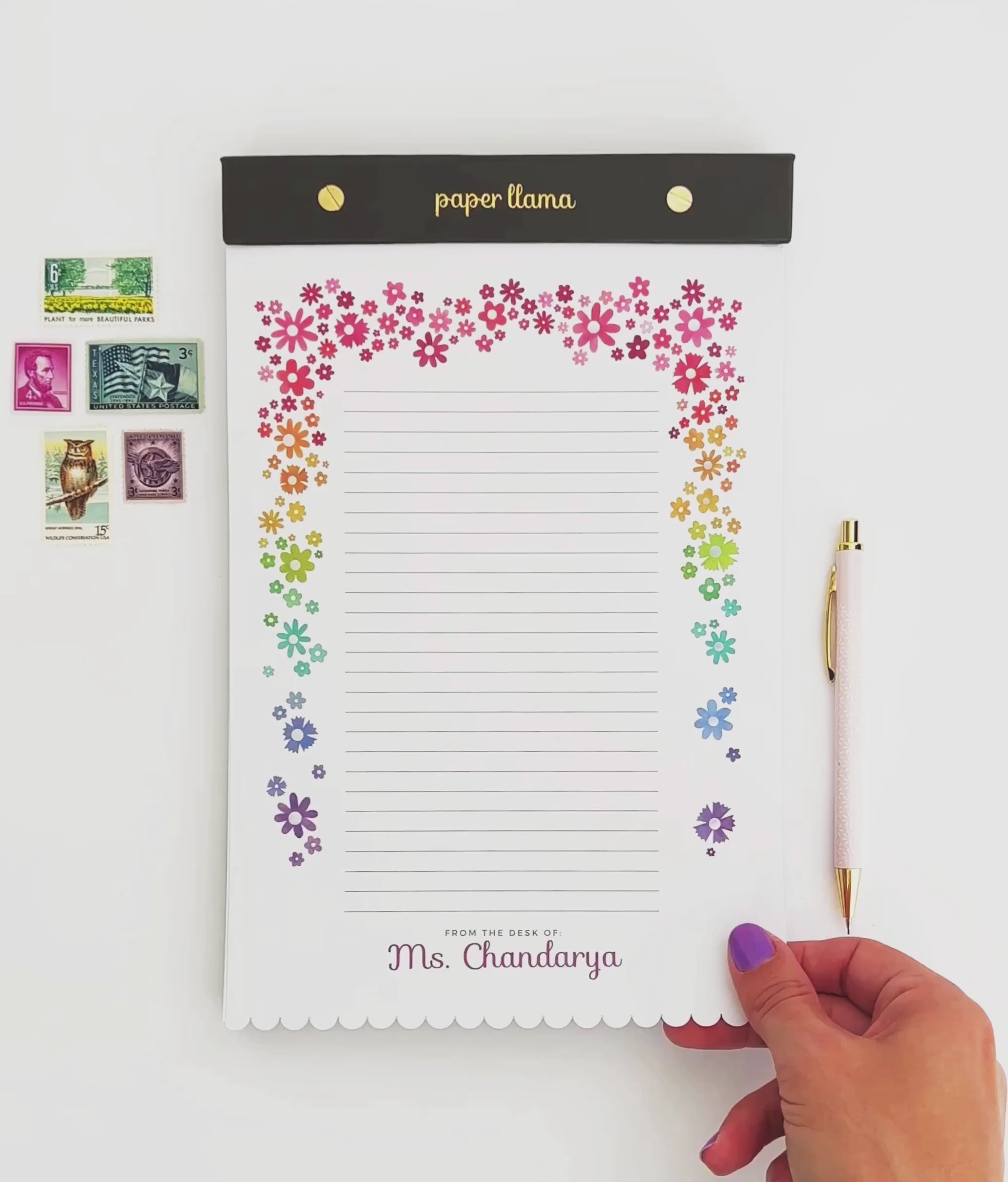 Floral Crown Customizable Personalized Desktop Notepad