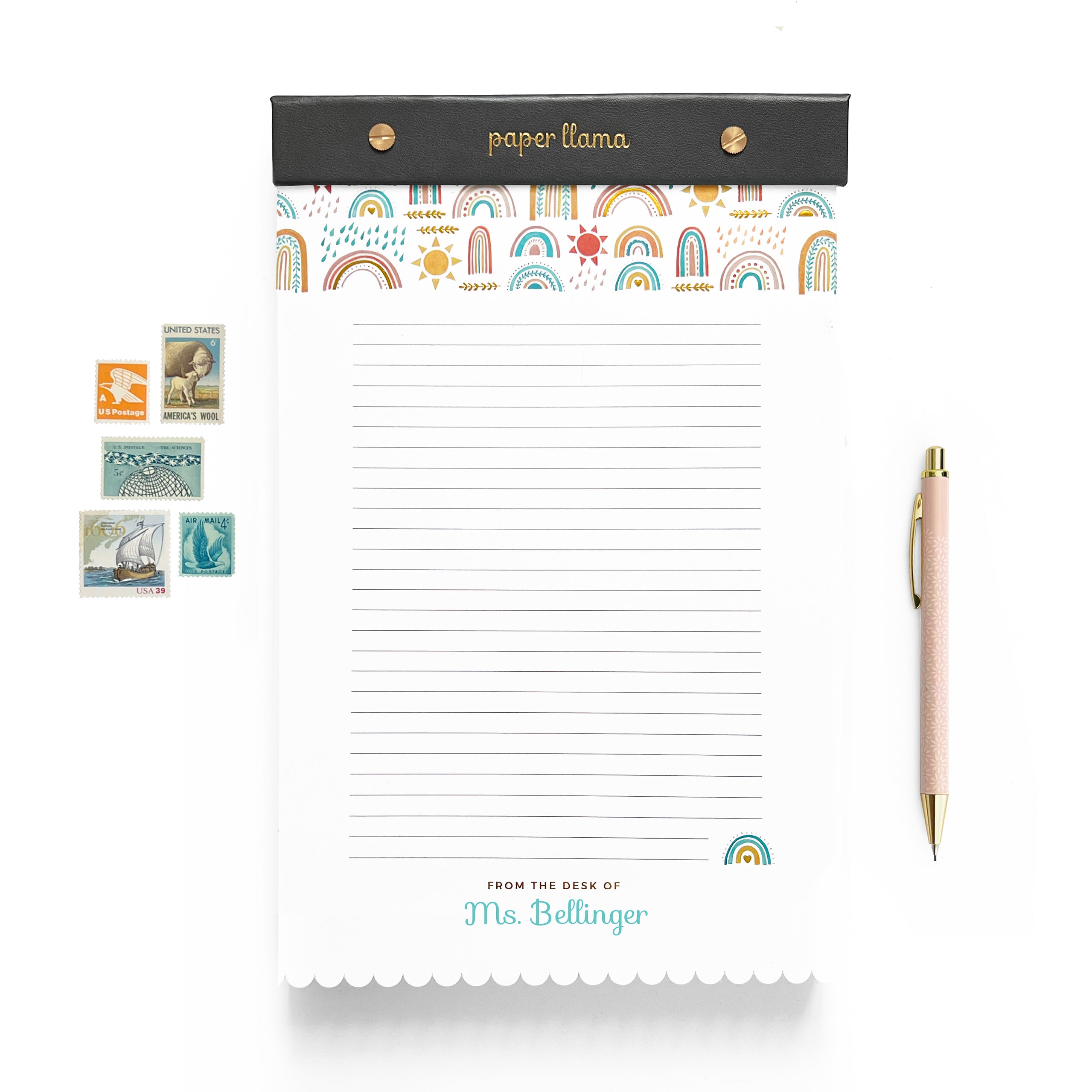 Rainbow Days Customizable Personalized Desktop Notepad