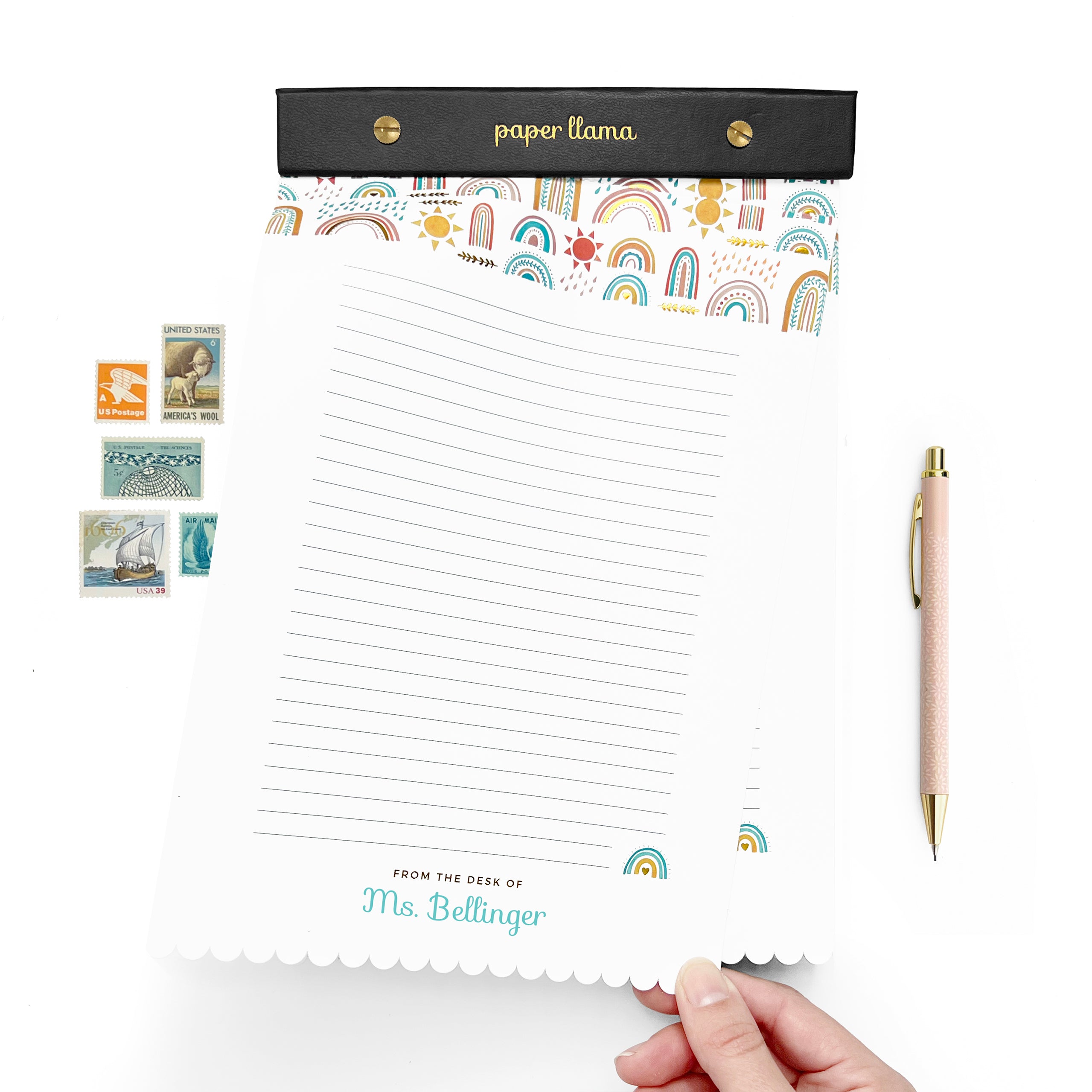 Rainbow Days Customizable Personalized Desktop Notepad